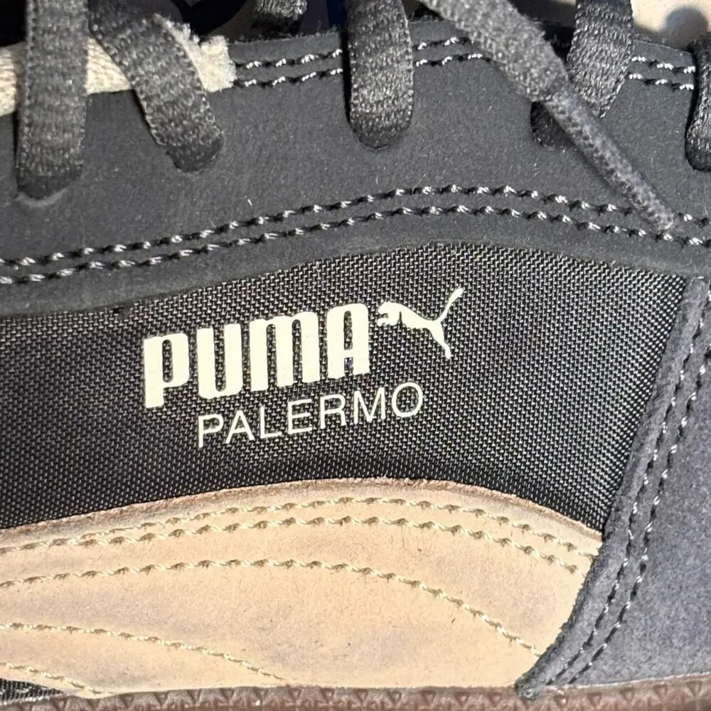 Puma Palermo Pop Sneakers‎ Gray Cream Suede Leather Retro Gum Sole US 9 EU 42